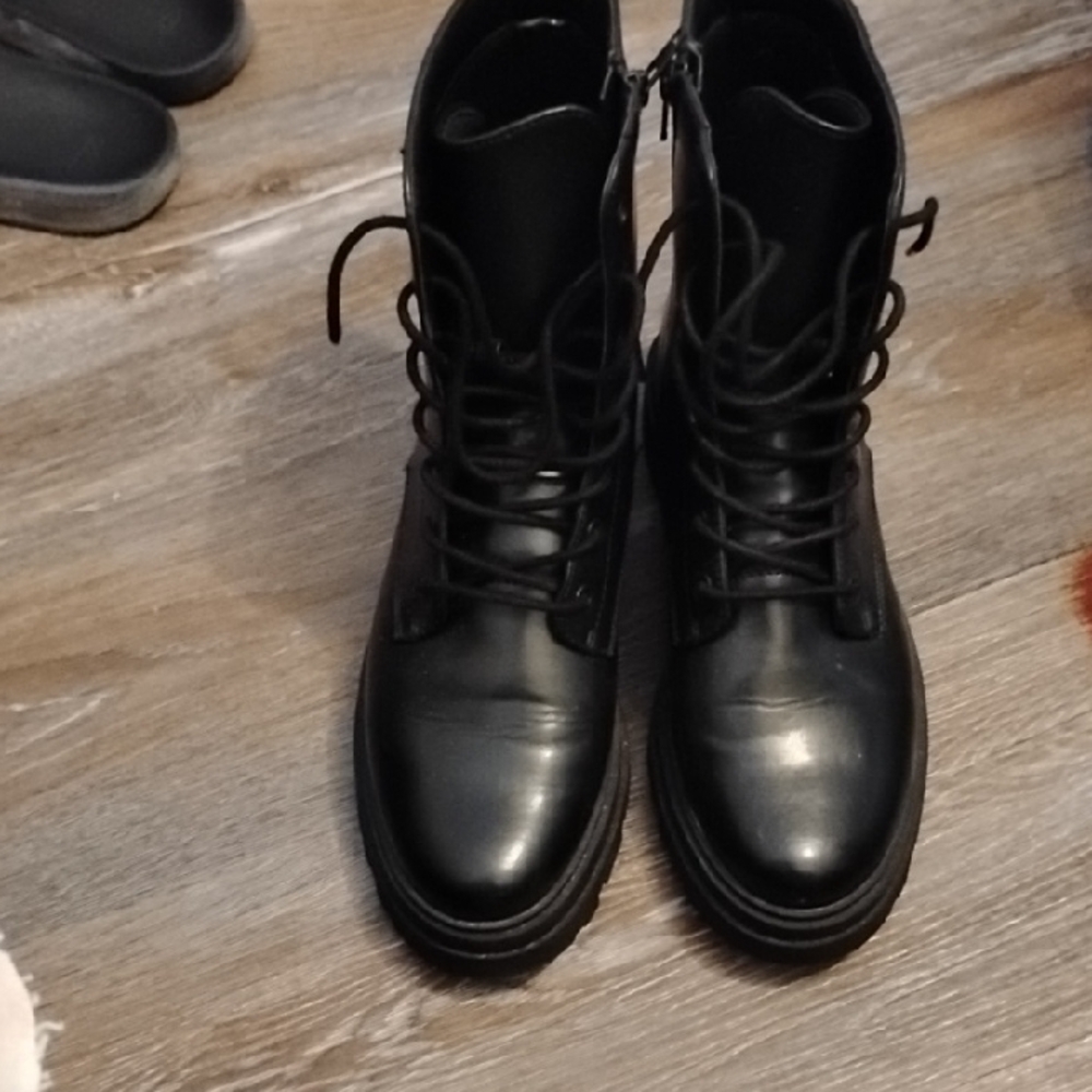 Target Black Combat Boots Lace-Up Durable
